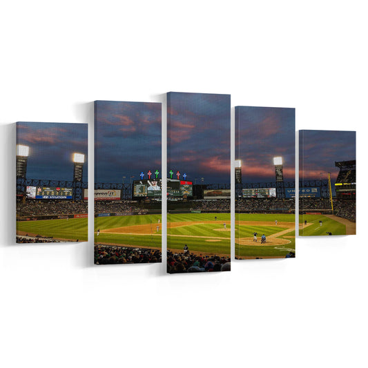 Guaranteed Rate Field at Night, Stadium Canvas, Sport Art, Gift for him, 5 Panel, Large Canvas, Canvas Print Wall Art