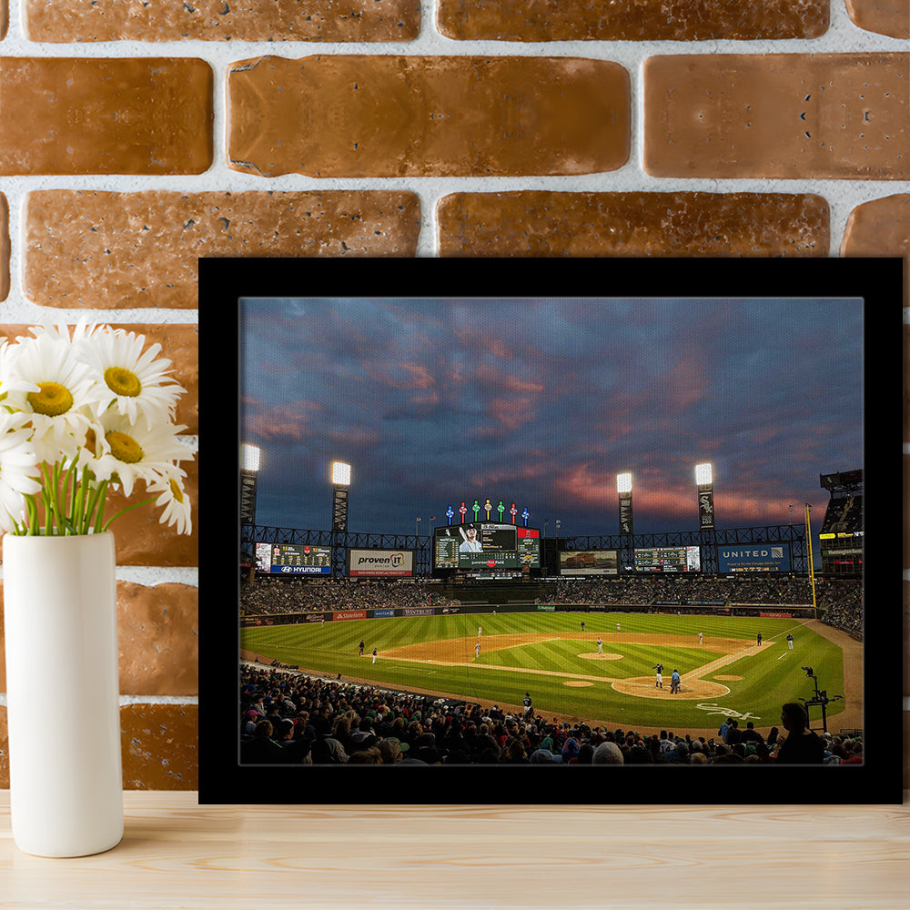 Guaranteed Rate Field at Night, Stadium Canvas, Sport Art, Gift for him, Framed Art Print Wall Decor, Picture Framed