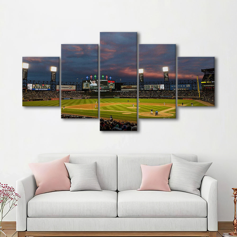 Guaranteed Rate Field at Night, Stadium Canvas, Sport Art, Gift for him, 5 Panel, Large Canvas, Canvas Print Wall Art