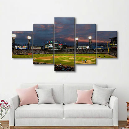 Guaranteed Rate Field at Night, Stadium Canvas, Sport Art, Gift for him, 5 Panel, Large Canvas, Canvas Print Wall Art