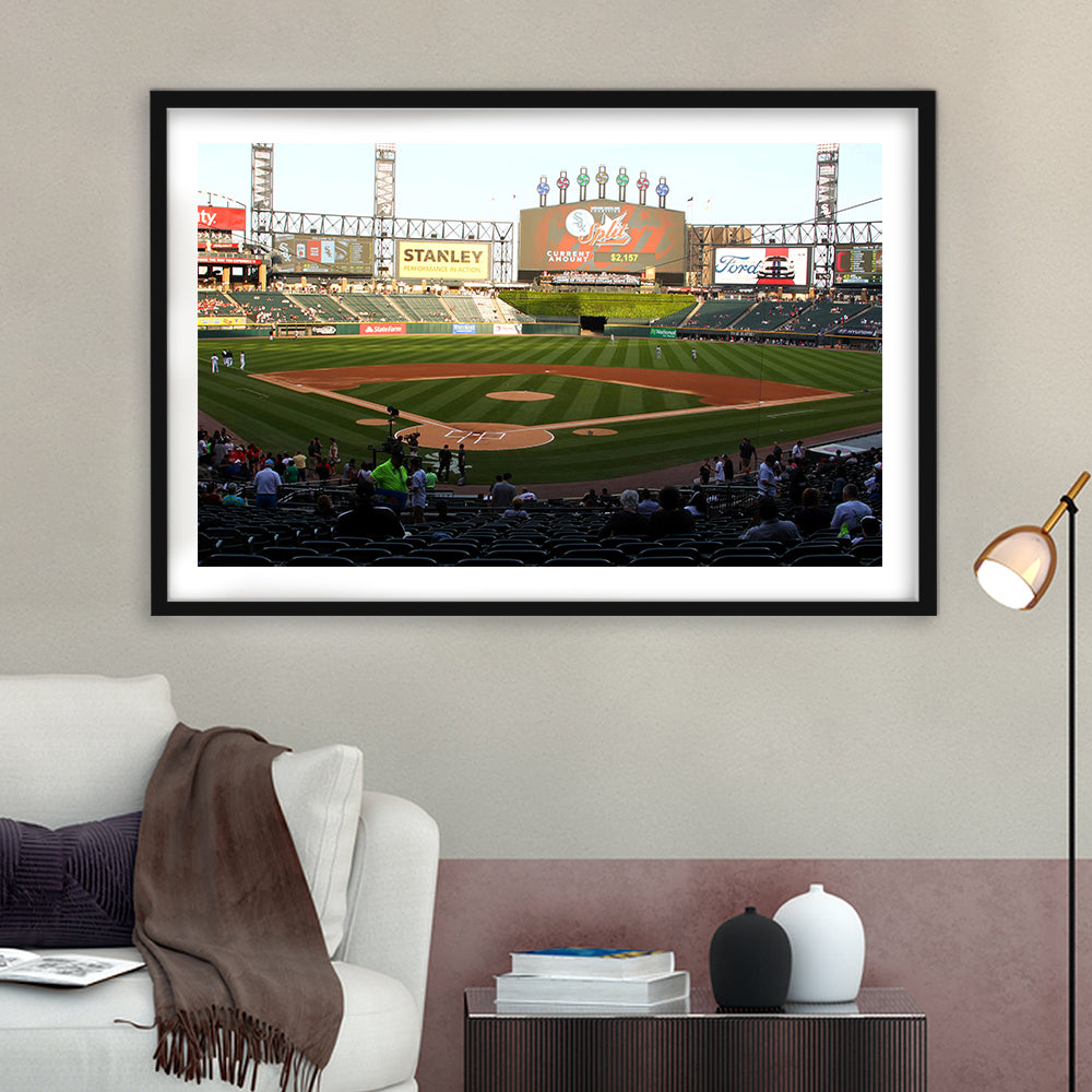 Guaranteed Rate Field in Chicago, Stadium Canvas, Sport Art, Gift for him, White Border Framed Art Print Wall Decor