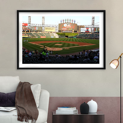 Guaranteed Rate Field in Chicago, Stadium Canvas, Sport Art, Gift for him, White Border Framed Art Print Wall Decor