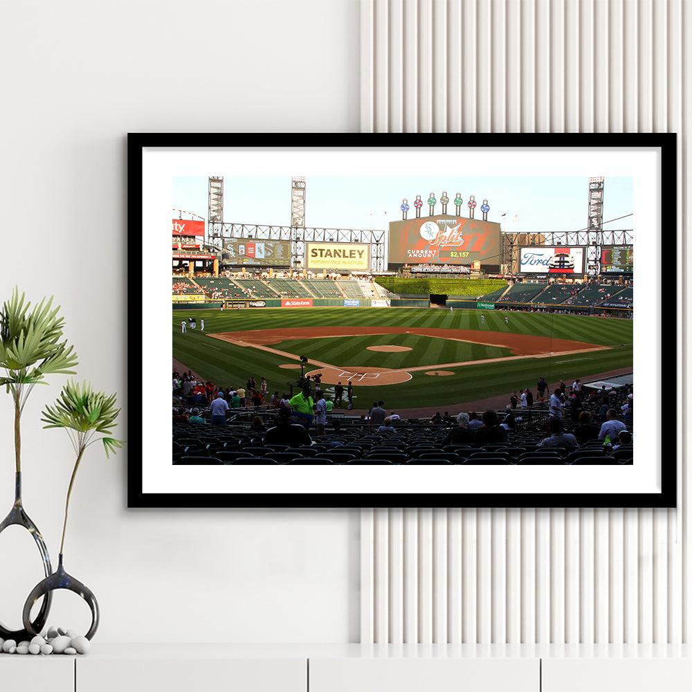 Guaranteed Rate Field in Chicago, Stadium Canvas, Sport Art, Gift for him, White Border Framed Art Print Wall Decor