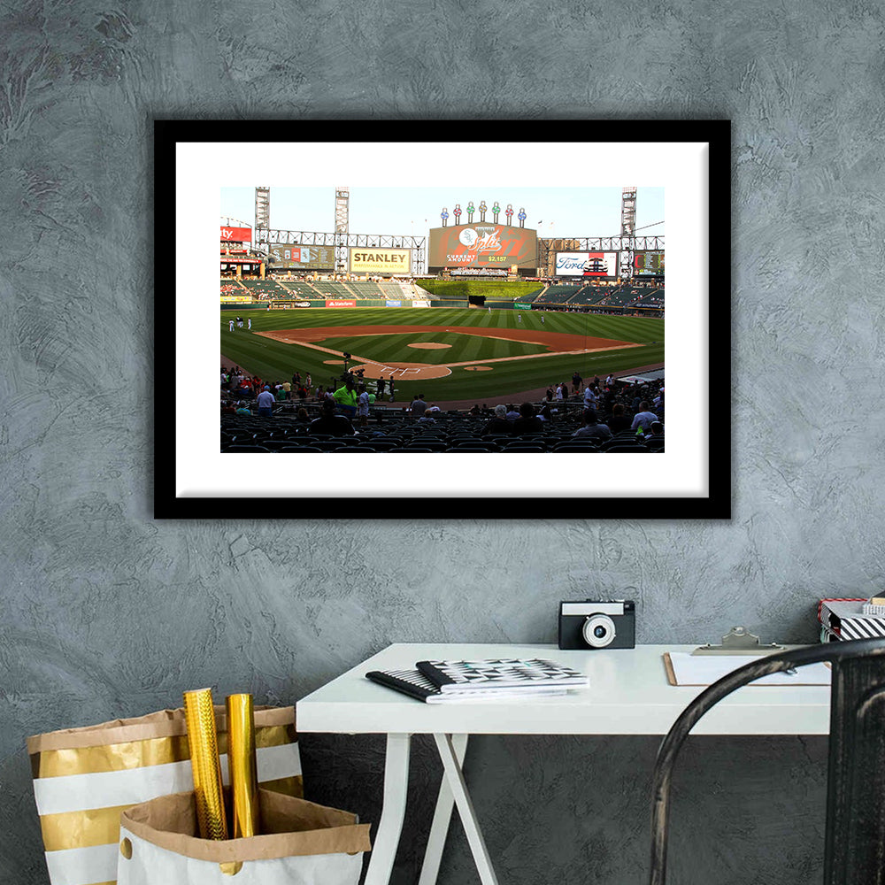 Guaranteed Rate Field in Chicago, Stadium Canvas, Sport Art, Gift for him, White Border Framed Art Print Wall Decor
