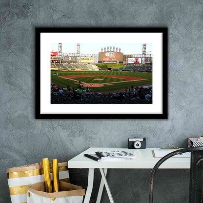 Guaranteed Rate Field in Chicago, Stadium Canvas, Sport Art, Gift for him, White Border Framed Art Print Wall Decor