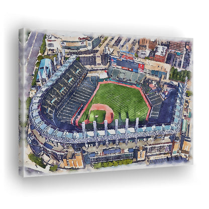 Guardians Baseball Team, Progressive Field Watercolor, Sport Art, Gifts for him, Canvas Print Wall Art