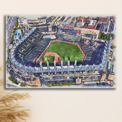 Guardians Baseball Team, Progressive Field Watercolor, Sport Art, Gifts for him, Canvas Print Wall Art