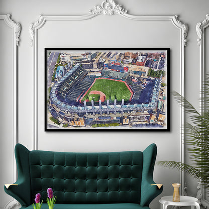 Guardians Baseball Team, Progressive Field Watercolor, Sport Gift Art, Framed Art Print Wall Decor
