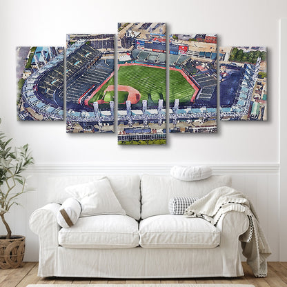 Guardians Baseball Team, Progressive Field Watercolor, Sport Art, Mixed 5 Panel, Canvas Print Wall Art