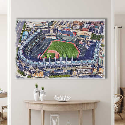 Guardians Baseball Team, Progressive Field Watercolor, Sport Art, Gifts for him, Canvas Print Wall Art