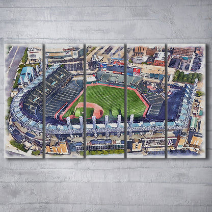 Guardians Baseball Team, Progressive Field Watercolor, Sport Art, Extra Large Canvas Print Wall Art
