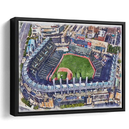 Guardians Baseball Team, Progressive Field Watercolor, Sport Gift Art, Framed Canvas Print Wall Art