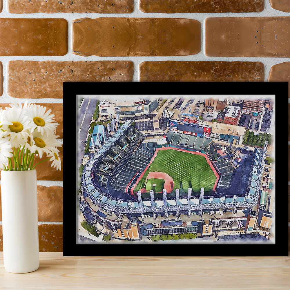 Guardians Baseball Team, Progressive Field Watercolor, Sport Gift Art, Framed Art Print Wall Decor