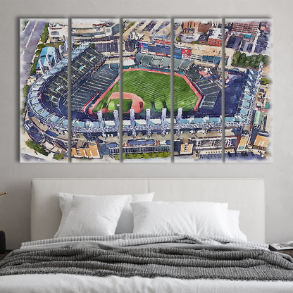 Guardians Baseball Team, Progressive Field Watercolor, Sport Art, Extra Large Canvas Print Wall Art