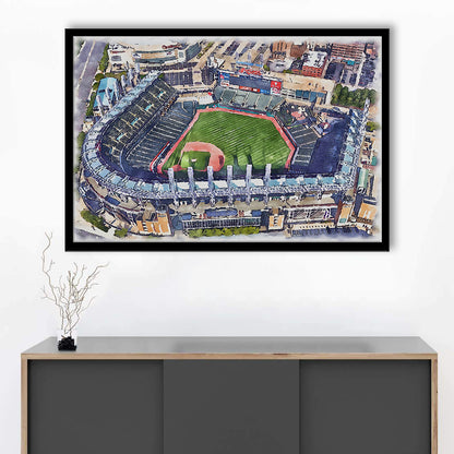 Guardians Baseball Team, Progressive Field Watercolor, Sport Gift Art, Framed Art Print Wall Decor