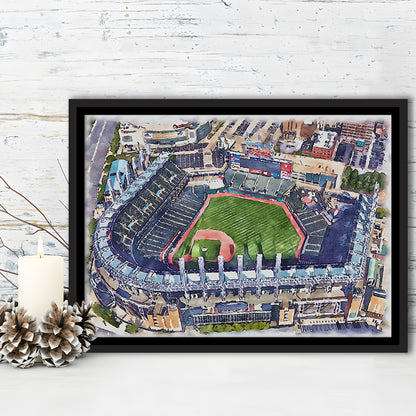Guardians Baseball Team, Progressive Field Watercolor, Sport Gift Art, Framed Canvas Print Wall Art