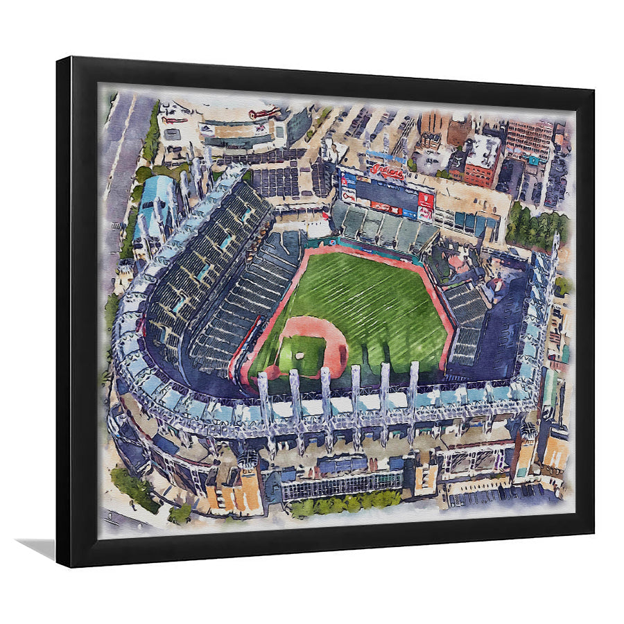 Guardians Baseball Team, Progressive Field Watercolor, Sport Gift Art, Framed Art Print Wall Decor