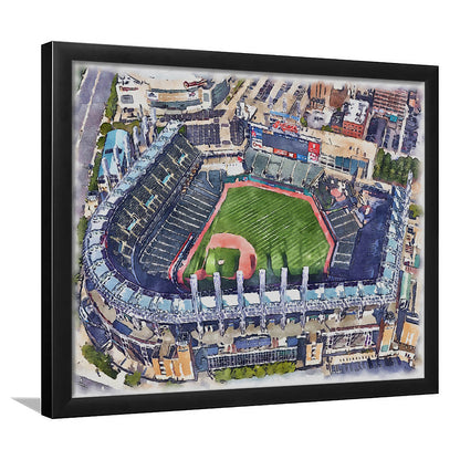Guardians Baseball Team, Progressive Field Watercolor, Sport Gift Art, Framed Art Print Wall Decor