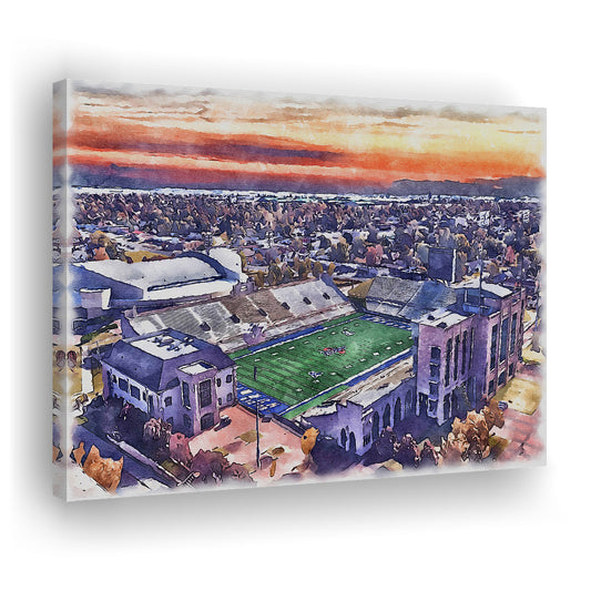H A Chapman Stadium, Tulsa Football Painting Stadium Watercolor, Sport Art, Gifts for him, Canvas Print Wall Art