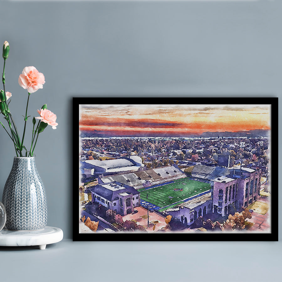 H A Chapman Stadium, Tulsa Football Painting Stadium Watercolor, Sport Gift Art, Framed Art Print Wall Decor