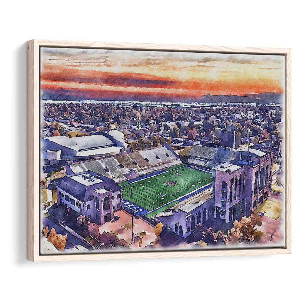 H A Chapman Stadium, Tulsa Football Painting Stadium Watercolor, Sport Gift Art, Framed Canvas Print Wall Art