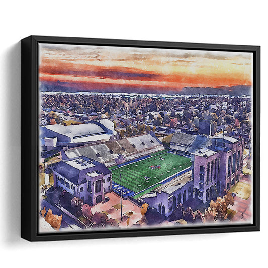 H A Chapman Stadium, Tulsa Football Painting Stadium Watercolor, Sport Gift Art, Framed Canvas Print Wall Art