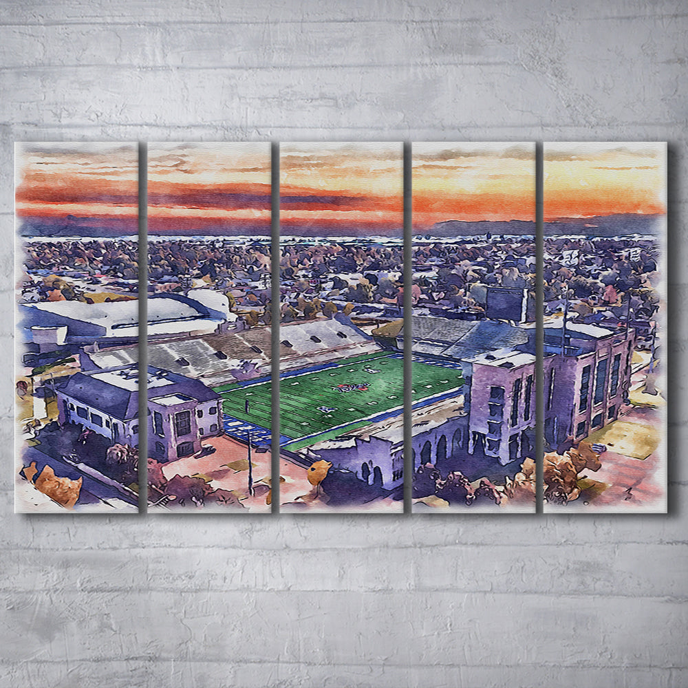 H A Chapman Stadium, Tulsa Football Painting Stadium Watercolor, Sport Art, Extra Large Canvas Print Wall Art