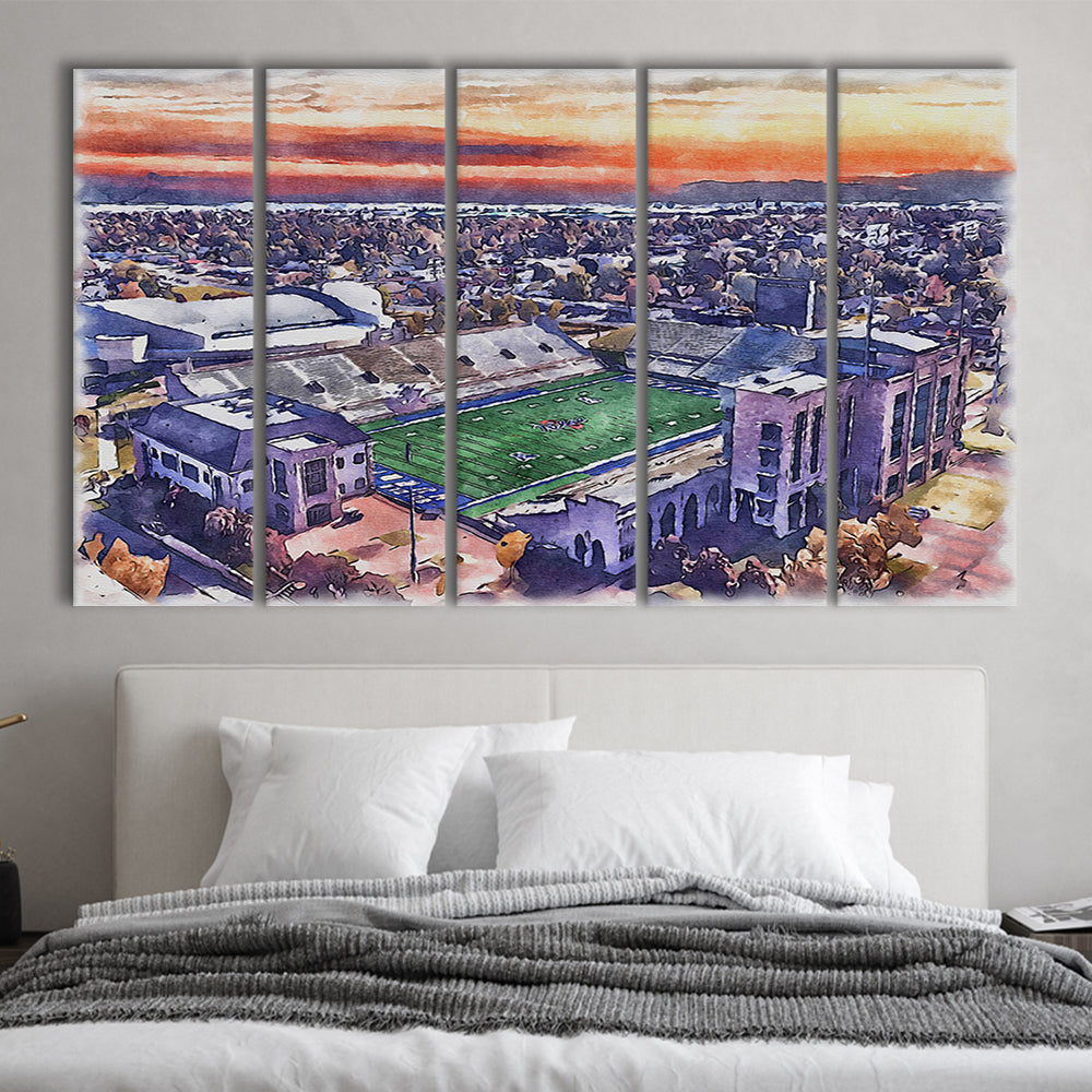 H A Chapman Stadium, Tulsa Football Painting Stadium Watercolor, Sport Art, Extra Large Canvas Print Wall Art