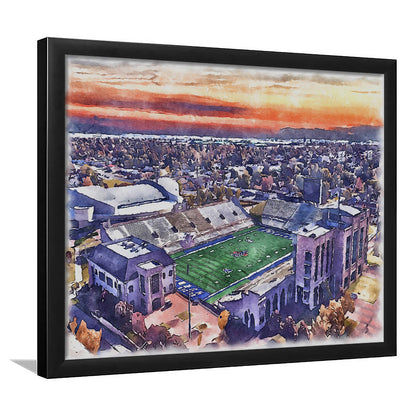 H A Chapman Stadium, Tulsa Football Painting Stadium Watercolor, Sport Gift Art, Framed Art Print Wall Decor