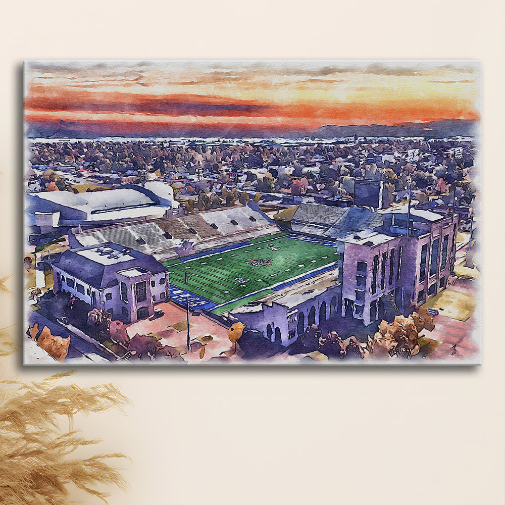 H A Chapman Stadium, Tulsa Football Painting Stadium Watercolor, Sport Art, Gifts for him, Canvas Print Wall Art