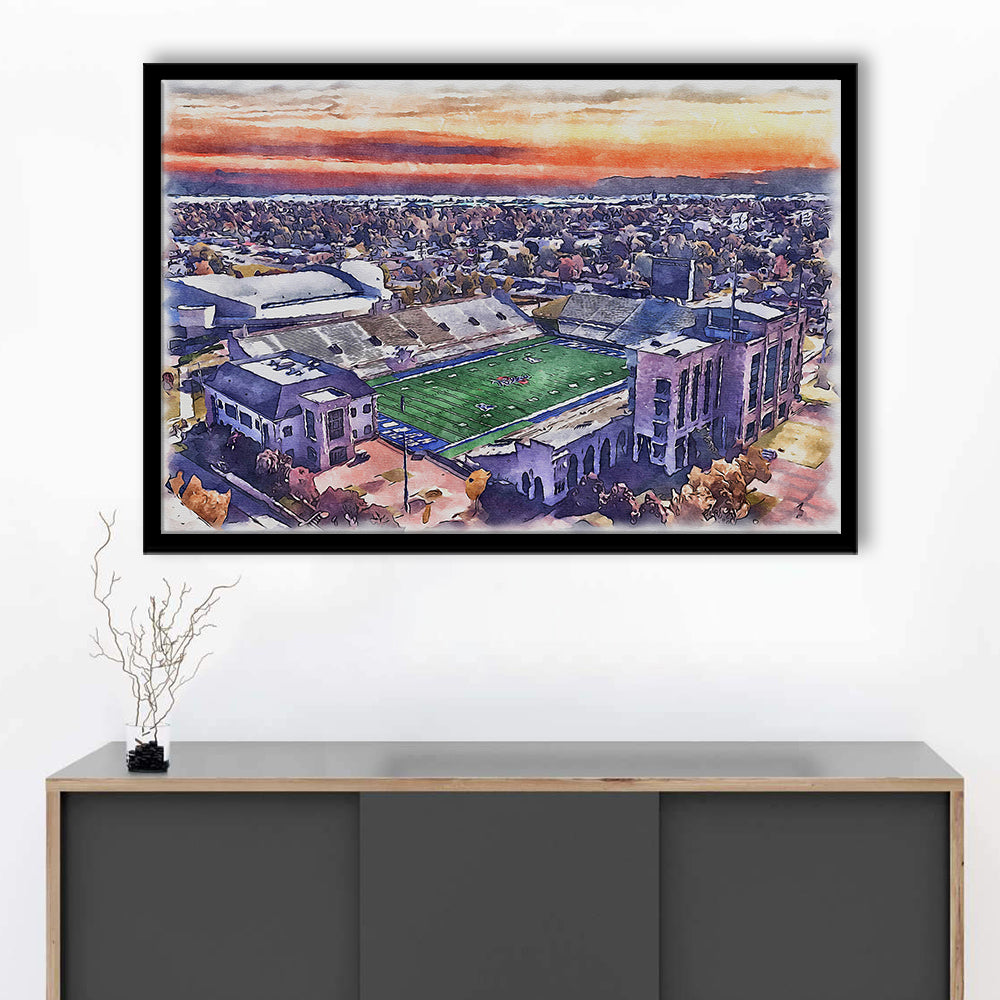 H A Chapman Stadium, Tulsa Football Painting Stadium Watercolor, Sport Gift Art, Framed Art Print Wall Decor