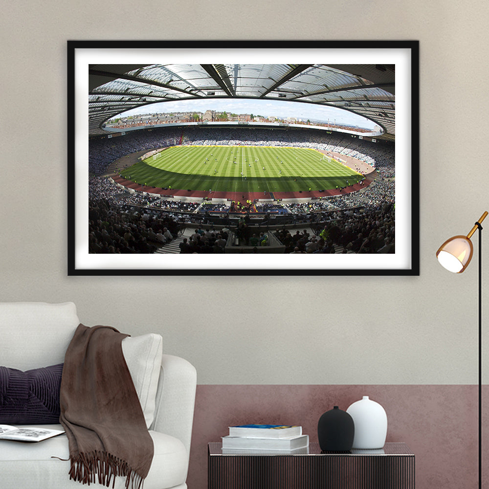 Hampden Park Stadium, Stadium Canvas, Sport Art, Gift for him, White Border Framed Art Print Wall Decor