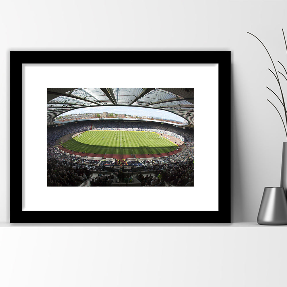 Hampden Park Stadium, Stadium Canvas, Sport Art, Gift for him, White Border Framed Art Print Wall Decor