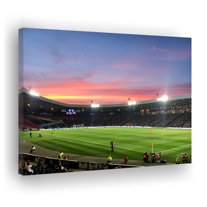Hampden Park in Sunset View, Stadium Canvas, Sport Art, Gift for him, Man Cave Decor, Art Print, Canvas Print Wall Art