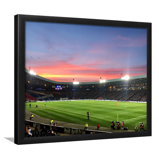 Hampden Park in Sunset View, Stadium Canvas, Sport Art, Gift for him, Framed Art Print Wall Decor, Picture Framed