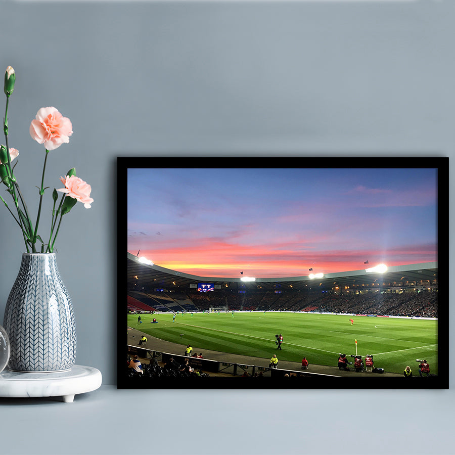 Hampden Park in Sunset View, Stadium Canvas, Sport Art, Gift for him, Framed Art Print Wall Decor, Picture Framed