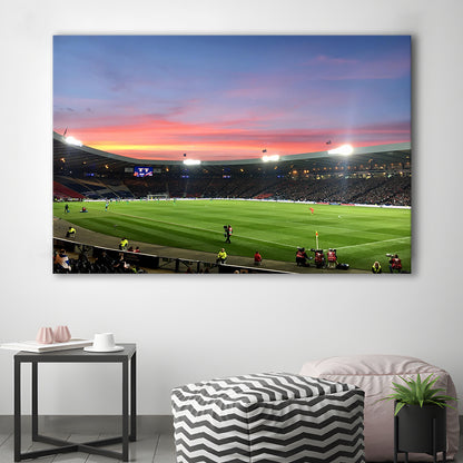 Hampden Park in Sunset View, Stadium Canvas, Sport Art, Gift for him, Man Cave Decor, Art Print, Canvas Print Wall Art