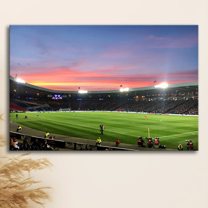 Hampden Park in Sunset View, Stadium Canvas, Sport Art, Gift for him, Man Cave Decor, Art Print, Canvas Print Wall Art