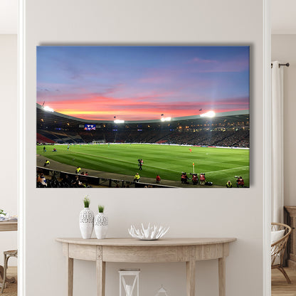 Hampden Park in Sunset View, Stadium Canvas, Sport Art, Gift for him, Man Cave Decor, Art Print, Canvas Print Wall Art