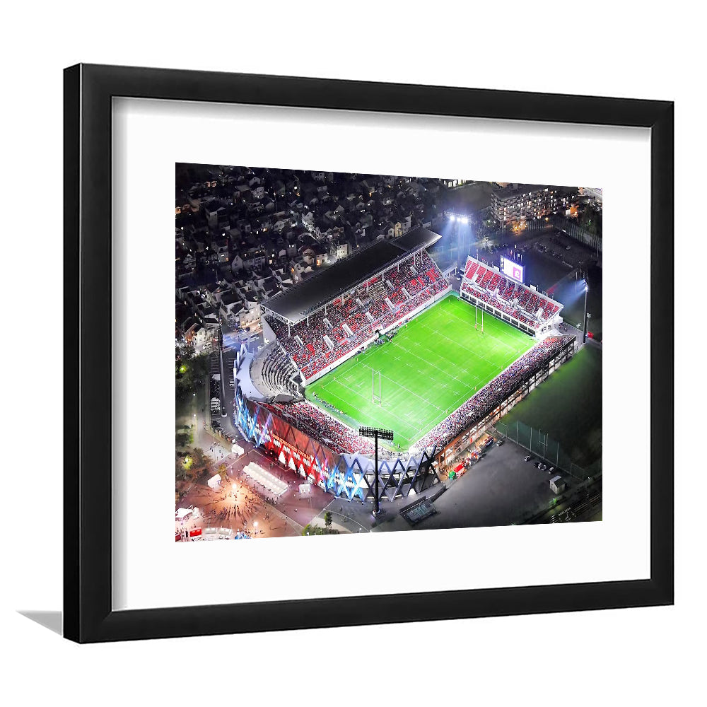 Hanazono Rugby Stadium, Stadium Canvas, Sport Art, Gift for him, White Border Framed Art Print Wall Decor