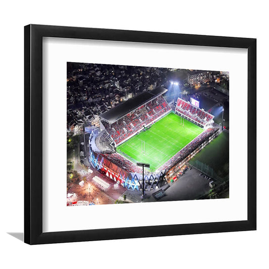 Hanazono Rugby Stadium, Stadium Canvas, Sport Art, Gift for him, White Border Framed Art Print Wall Decor