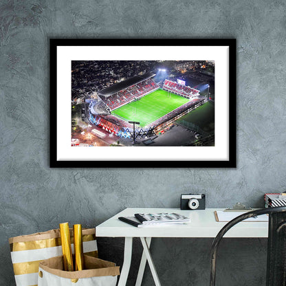 Hanazono Rugby Stadium, Stadium Canvas, Sport Art, Gift for him, White Border Framed Art Print Wall Decor