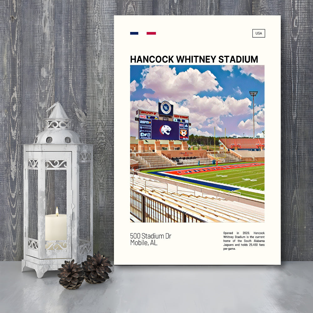 Hancock Whitney Stadium Print, South Alabama Jaguars Stadium Canvas Art, Fan Gifts, Sport Art, Canvas Print Wall Art