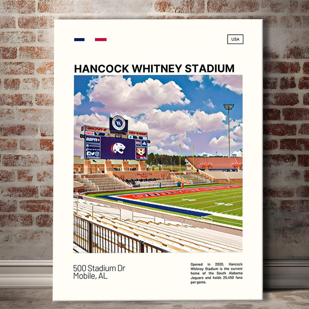 Hancock Whitney Stadium Print, South Alabama Jaguars Stadium Canvas Art, Fan Gifts, Sport Art, Canvas Print Wall Art