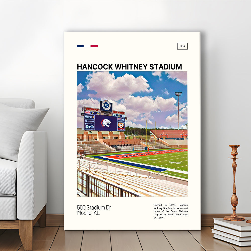 Hancock Whitney Stadium Print, South Alabama Jaguars Stadium Canvas Art, Fan Gifts, Sport Art, Canvas Print Wall Art
