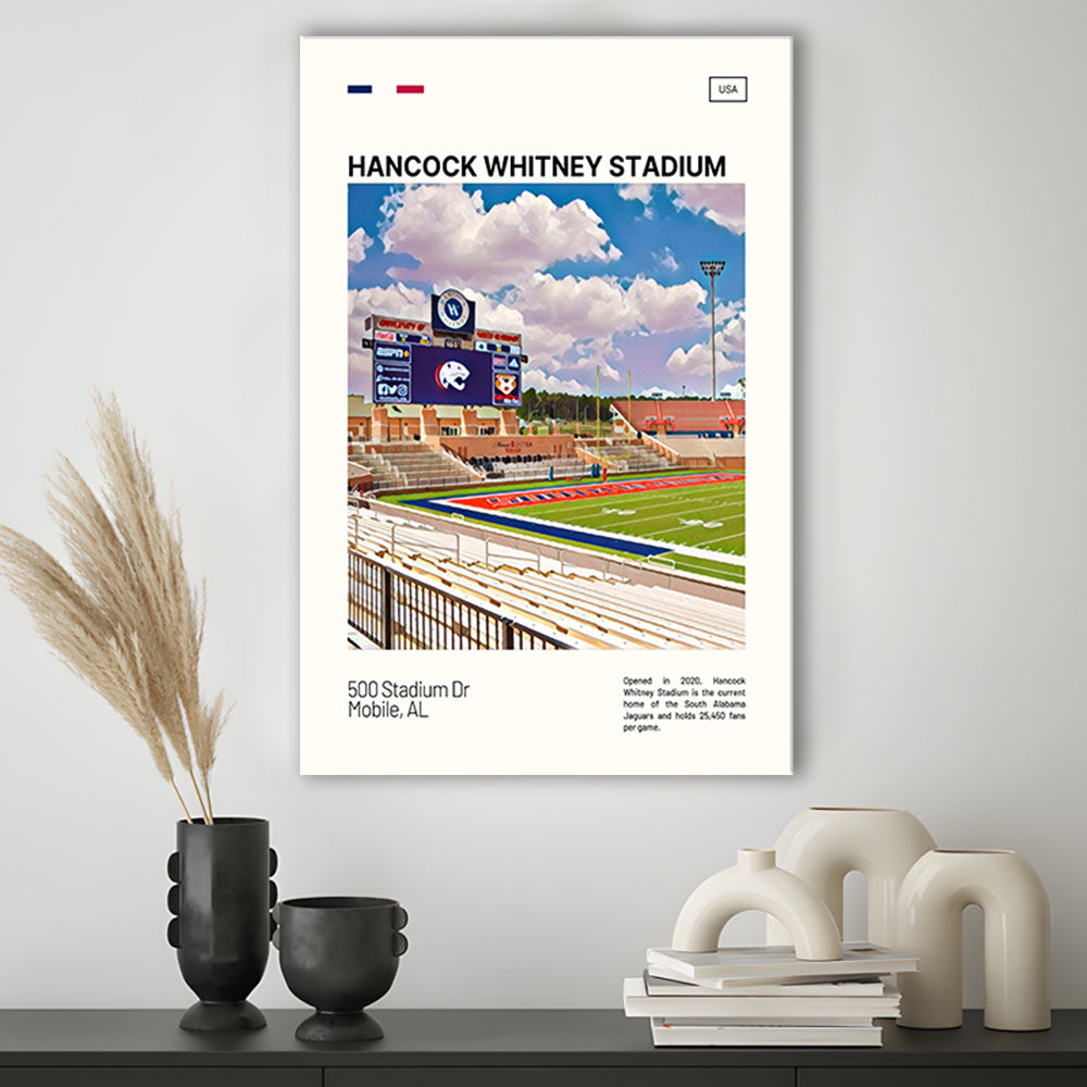 Hancock Whitney Stadium Print, South Alabama Jaguars Stadium Canvas Art, Fan Gifts, Sport Art, Canvas Print Wall Art