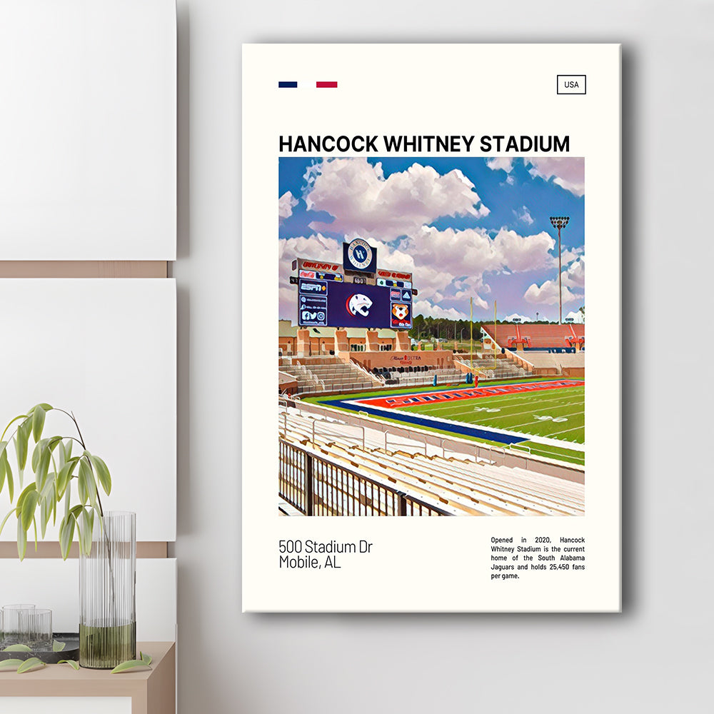 Hancock Whitney Stadium Print, South Alabama Jaguars Stadium Canvas Art, Fan Gifts, Sport Art, Canvas Print Wall Art
