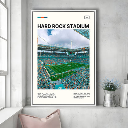 Hard Rock Stadium Print, Miami Dolphins Stadium Canvas Art, Man Cave Gift, Floating Framed Canvas Print Wall Art