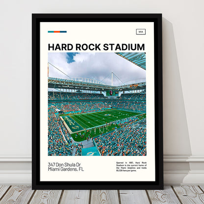 Hard Rock Stadium Print, Miami Dolphins Stadium Canvas Art, Man Cave Gift, Floating Framed Canvas Print Wall Art