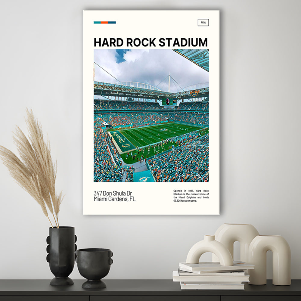 Hard Rock Stadium Print, Miami Dolphins Stadium Canvas Art, Fan Gifts, Sport Art, Canvas Print Wall Art